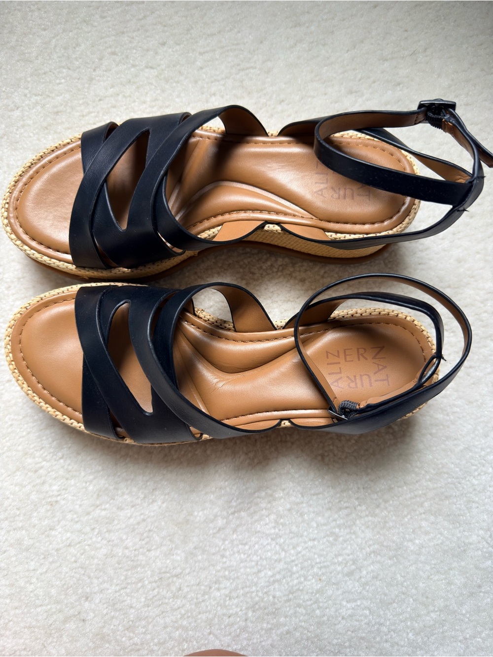 Naturalizer Riley Black Platform Wedge Sandals - Picture 2 of 6